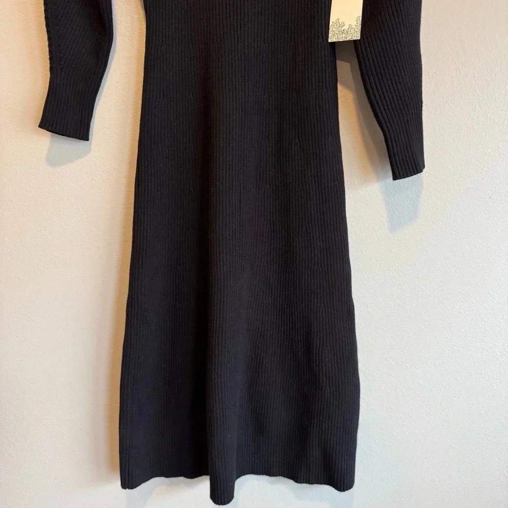 Hyacinth House Knit Sweater Dress V-Neck Long Sleeve Elegant Classy M - Picture 5 of 8